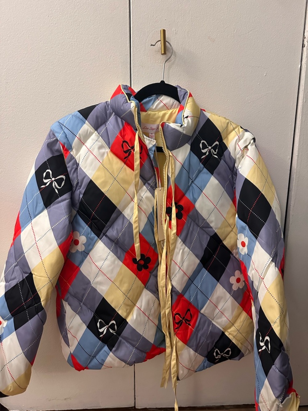 NWT- Lisa Says Gah Girls Quilted Argyle Puffer Jacket
